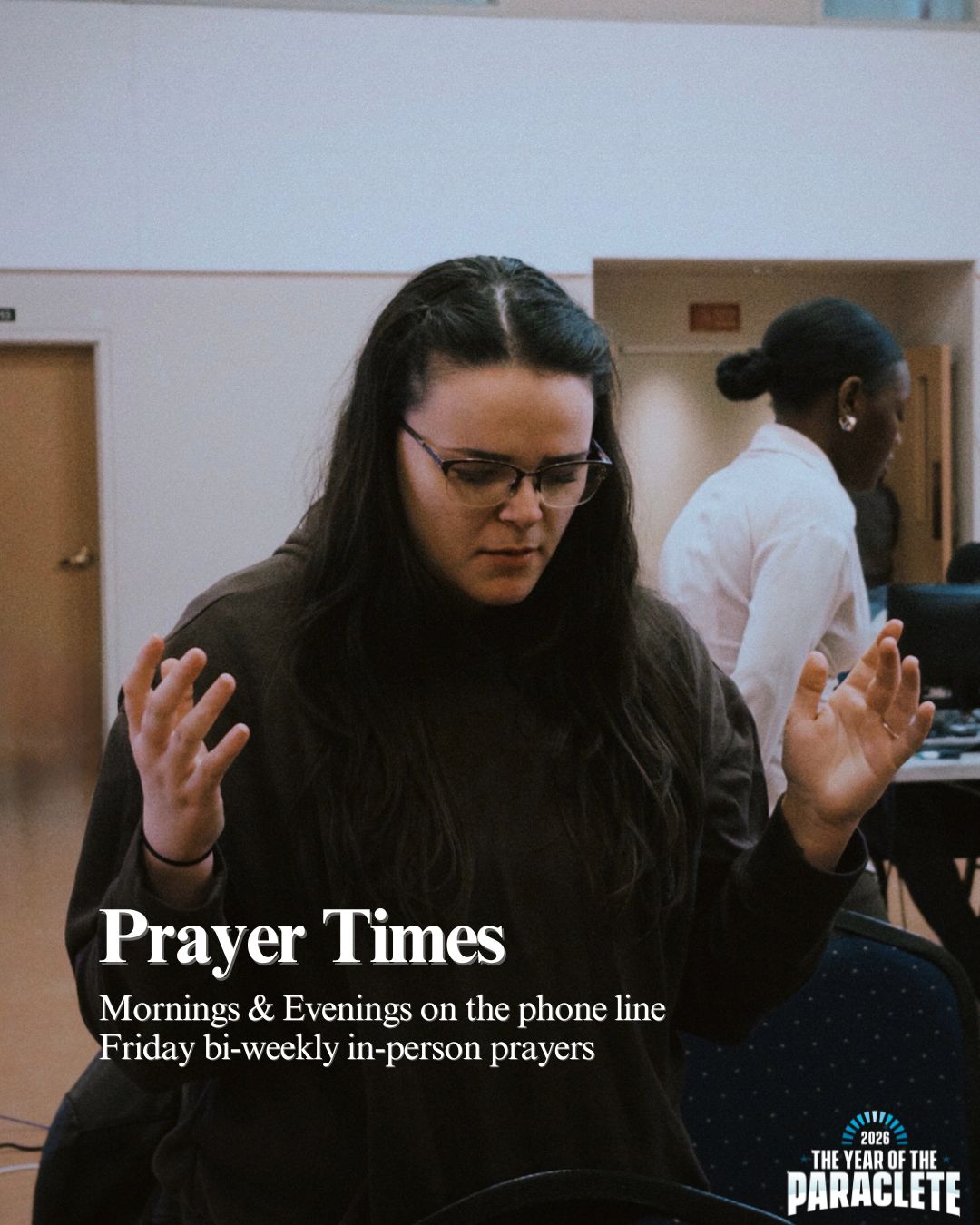 A woman in prayer with hands lifted — Prayer Times