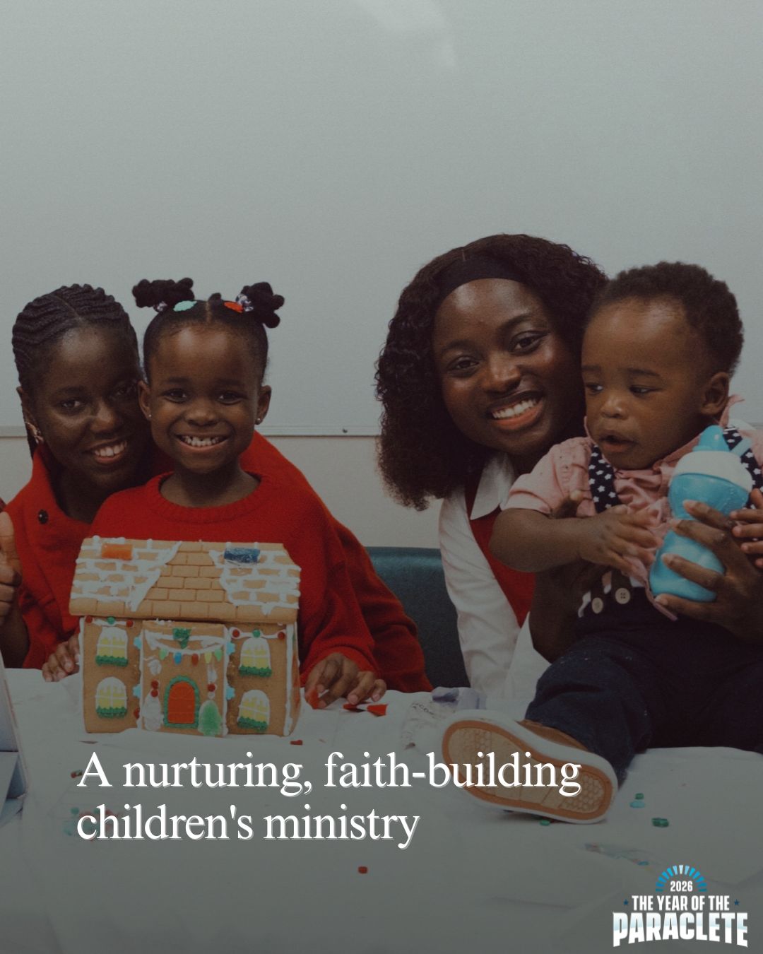 Volunteers with children at the children's ministry